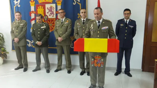 El coronel Miguel Juliá, durante el discurso de toma de posesión como subdelegado de Defensa en Teruel.