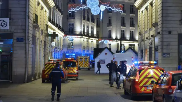 Lugar donde fueron atropelladas once personas este lunes en la ciudad francesa de Nantes.