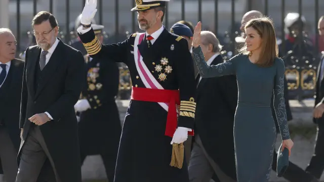 Felipe VI, que preside por vez primera, acompañado de doña Letizia, la celebración de la Pascua Militar