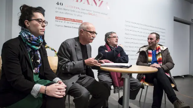 Pilar Álvarez, Antonio Abad, Luis García Bandrés y George Ward, en la presentación de 'Mudanza'