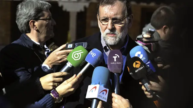 l presidente del Gobierno, Mariano Rajoy, en declaraciones a los periodistas al acabar la reunión del comité de dirección que el PP