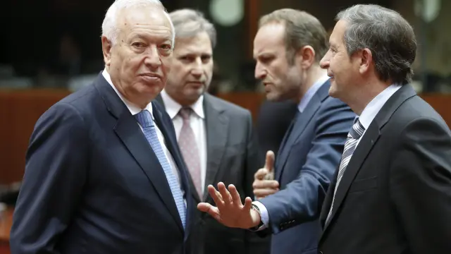José Manuel García-Margallo conversa con el ministro danés de Exteriores Martin Lidegaard