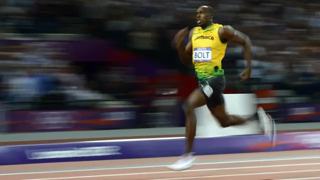 El jamaicano Bolt, durante una carrera