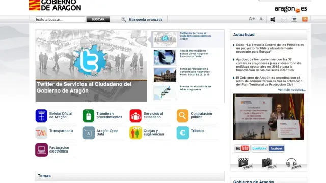 Página web del Gobierno de Aragón