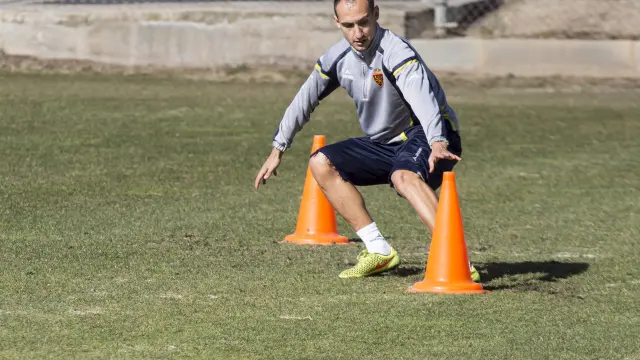 Natxo Insa, en un entrenamiento del Real Zaragoza