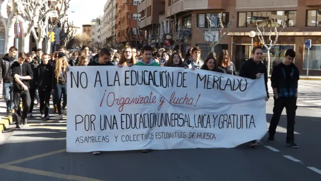 Manifestación de estudiantes en Huesca