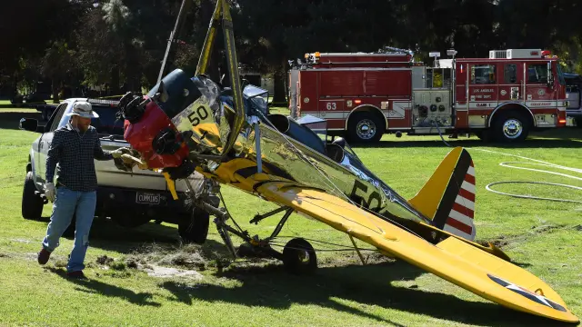 Estado en el que quedó el helicóptero en el que viajaba Harrison Ford cuando sufrió el accidente