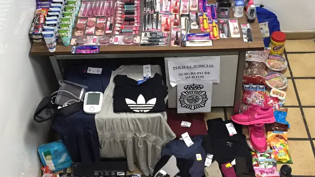 Productos robados en un conocido centro comercial de Zaragoza