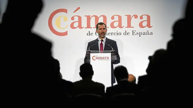 El Rey, durante su intervención de ayer en el acto de la nueva Cámara de Comercio de España.