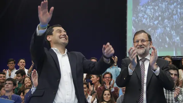 Rajoy y Moreno en el acto de clausura de las elecciones andaluzas