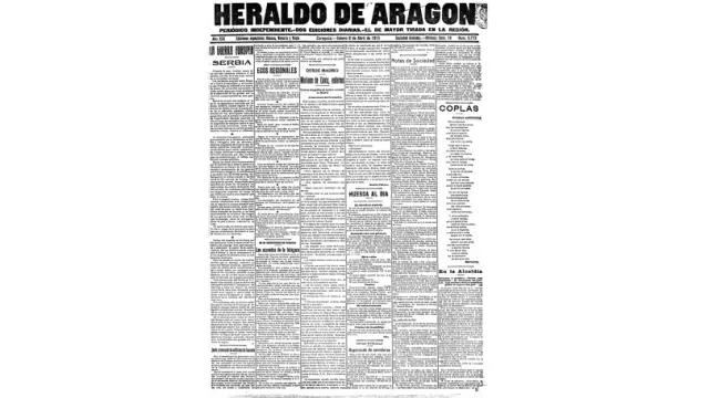 Portada de HERALDO el día 8 de abril de 1915