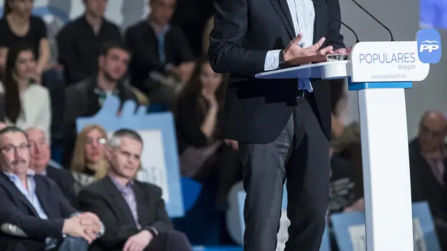 Eloy Suárez durante su presentación como candidato al Ayuntamiento de Zaragoza en la Sala Multiusos del Auditorio.