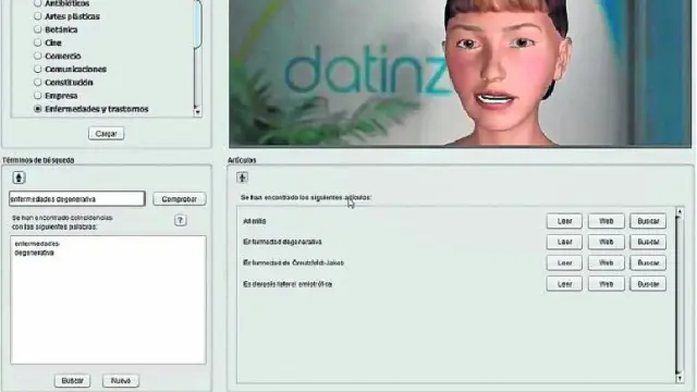 La agente virtual Vox se comunica con el usuario desde la pantalla del ordenador o vía voz. Reconoce el lenguaje natural, interpreta la consulta y la lanza a un sistema de consulta semántica que provee la respuesta.