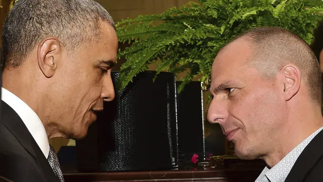 Varufakis, con el presidente de EE. UU. Obama