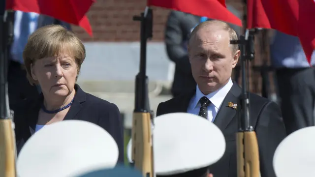 Merkel y Putin, durante el acto
