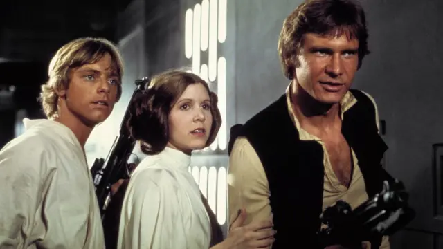 Luke, Leia y Han Solo en una escena de Star Wars