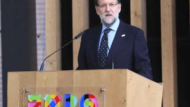 Rajoy durante el Día de España en la Exposición Universal de Milán