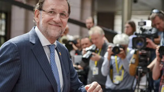 El presidente del Gobierno, Mariano Rajoy, llegando a la cumbre de jefes de Estado.