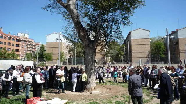 Homenaje vecinal al laurel de la cárcel de Torrero