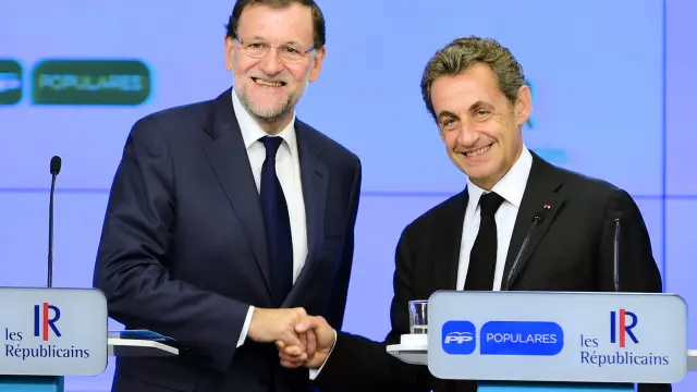 Rajoy, junto a Sarkozy, este lunes en Madrid