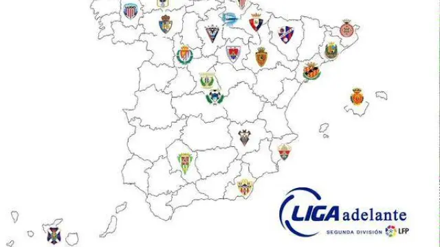 Mapa de equipos de la Liga Adelante.