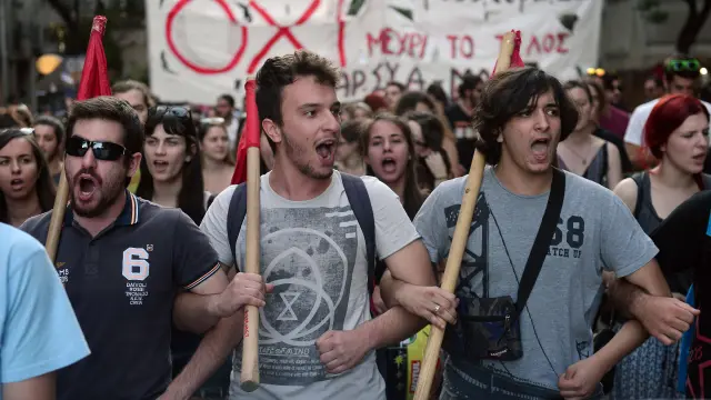 Manifestación en Atenas.