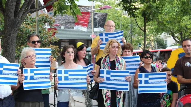 Protesta en apoyo al pueblo griego.
