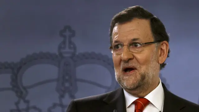 Rajoy durante la conferencia de prensa que ha ofrecido en el Palacio de la Moncloa