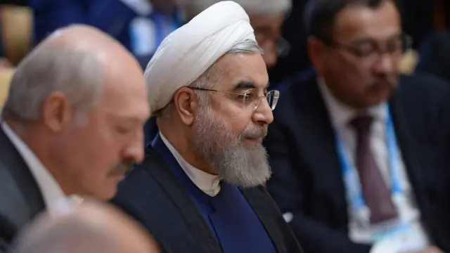 El presidente de Irán, Hasán Rohaní durante lar eunión de los líderes de los BRICS.