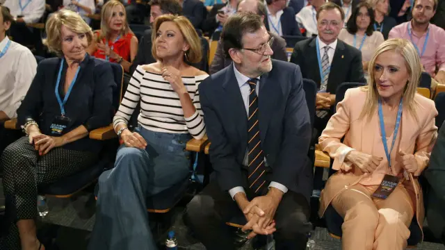 Aguirre, Cospedal, Rajoy y Cifuentes en la conferencia del PP
