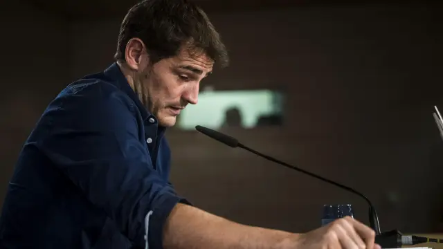 Casillas, durante su rueda de prensa de despedida