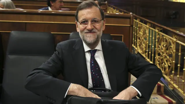 El presidente del Gobierno, Mariano Rajoy, durante el pleno del Congreso