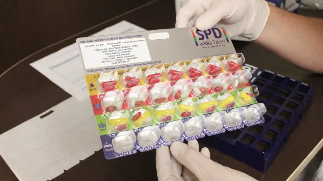 El Sistemas Personalizado de Dosificación (SPD) de un paciente.