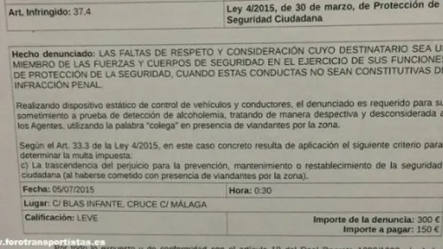 Multa de 300 euros interpuesta a un vecino de Málaga que llamó "colega" a un Guardia Civil.