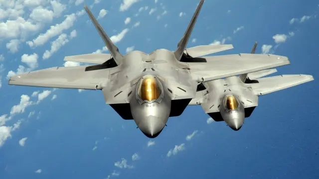 Dos cazas F-22 de la Fuerza Armada de Estados Unidos.