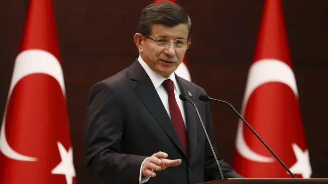 El primer ministro Ahmet Davutoglu durante una conferencia en Ankara.