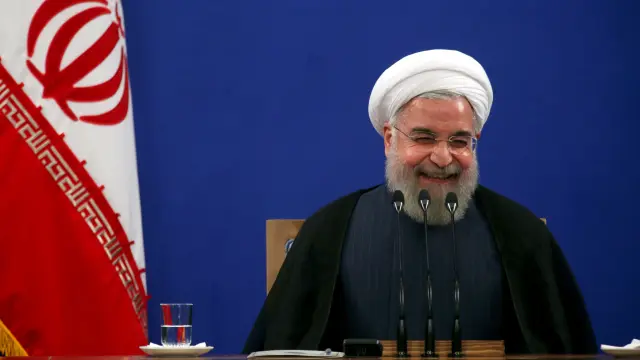 El presidente iraní, Hassan Rouhani durante la conferencia en Teherán.