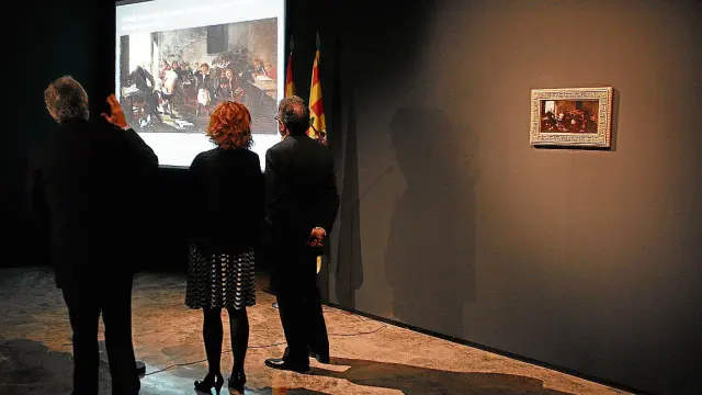 Presentación del cuadro «La letra con sangre entra», en el museo de Zaragoza, en mayo de 2005.