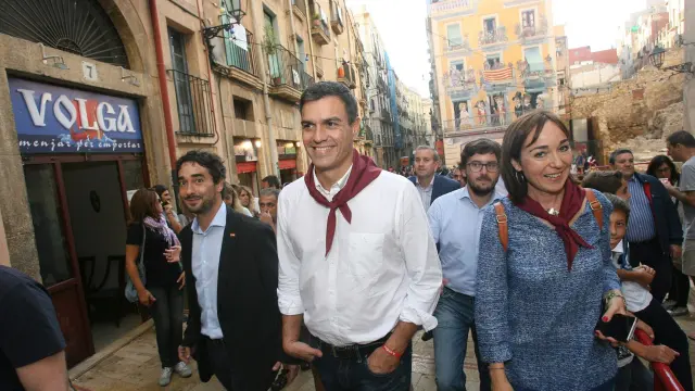 Pedro Sánchez en su visita a Tarragona este viernes.