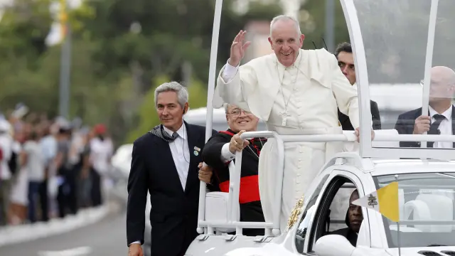 El papa Francisco, a su llegada a La Habana