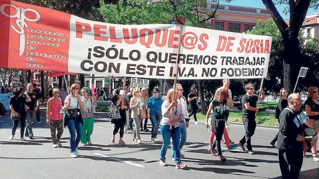 La delegación soriana durante la marcha por las calles madrileñas,