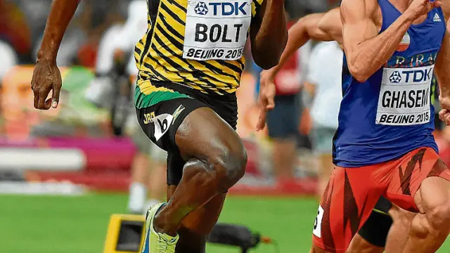 El jamaicano Usain Bolt durante la serie de ayer en Pekín.