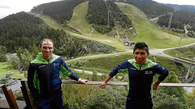 Alejandro Valverde y Nairo Quintana, del Movistar, ayer en Andorra.