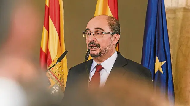 El presidente Lambán, en su toma de posesión en el palacio de la Aljafería, el pasado julio.