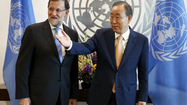 Rajoy junto a Ban Ki-moon.