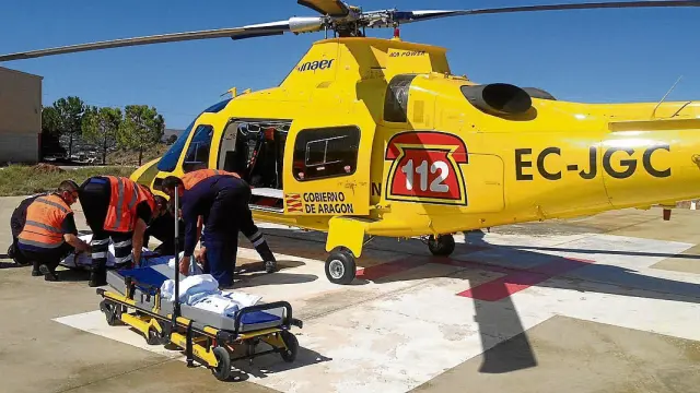 El herido fue evacuado en helicóptero al hospital Miguel Servet de Zaragoza.