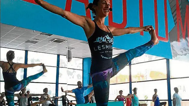Sara Gómez, durante una sesión de fitness en el gimnasio Palladium.