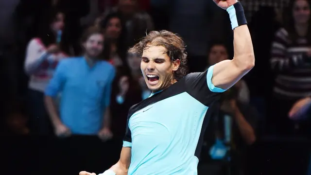 El tenista español Rafael Nadal celebra la victoria ante el suizo Stanislas Wawrinka