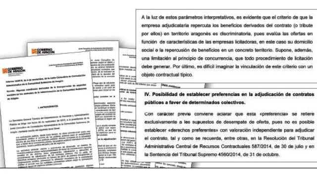 La Junta Consultiva de Contratación Administrativa de Aragón emitió el pasado día 4 un informe, a instancias de la DGA, sobre la posibilidad de incorporar las cláusulas sociales reclamadas por Podemos y asumidas por el PSOE.