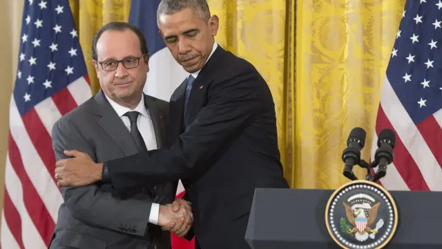 Los presidentes de Estados Unidos y Francia, Barack Obama y Francóis Hollande.